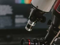 Ilustrasi perangkat optik berkamera di sebuah laboratorium