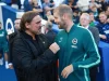Fabian Hurzeler bertukar sapa dengan Daniel Farke sebelum kickoff