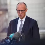 Foto arsip Kanselir Jerman Friedrich Merz memberikan keterangan pers di Leuna pada 3 September 2026