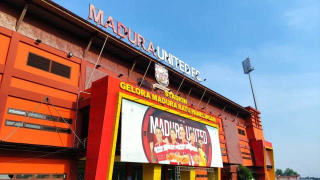Fasad Stadion Gelora Madura Ratu Pamelingan di Pamekasan, markas Madura United