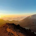 Gunung Ile Ape di Lembata dipotret dari punggung bukit saat matahari terbit