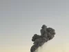 Ilustrasi kolom abu yang menyembur dari puncak gunung api saat erupsi