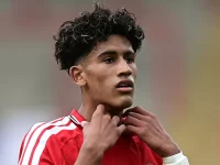 JJ Gabriel merayakan gol bersama rekan setim Manchester United di ajang FA Youth Cup