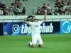 Bek Persib Julio Cesar merayakan gol ke gawang FC Seoul di Stadion Piala Dunia Seoul