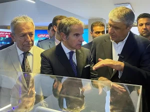 Foto arsip Kepala Badan Tenaga Atom Iran bersama Direktur Jenderal IAEA pada April 2025