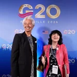 Christine Lagarde dan Satsuki Katayama tiba pada pertemuan menteri keuangan G20