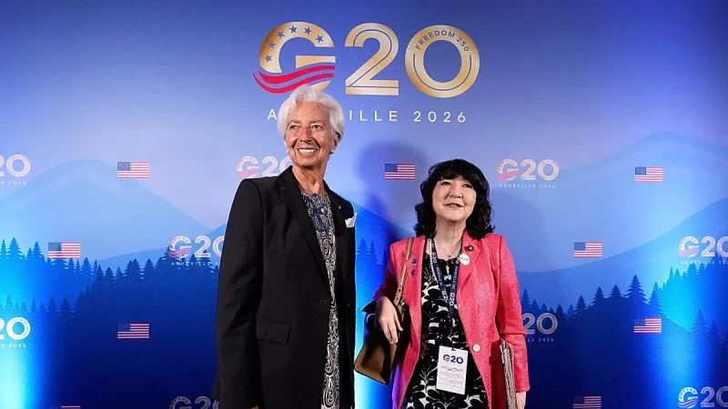 Christine Lagarde dan Satsuki Katayama tiba pada pertemuan menteri keuangan G20