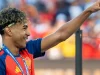 Foto arsip Lamine Yamal mengenakan medali pada final Piala Dunia 2026 Argentina melawan Spanyol