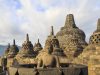 Stupa berterawang di teras atas Candi Borobudur, Magelang, Jawa Tengah.