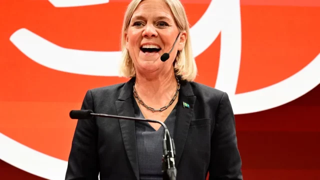 Magdalena Andersson Berbicara pada Malam Pemilu Partai Sosial Demokrat di Stockholm