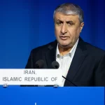 Kepala Organisasi Energi Atom Iran Mohammad Eslami berbicara di konferensi IAEA