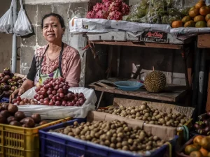 Pedagang perempuan di balik peti manggis dan kelengkeng di pasar tradisional