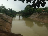 Kanal dan lanskap pedesaan Tambon Yabi, Nong Chik, Pattani, Thailand selatan