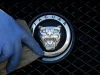 Foto arsip pekerja memoles logo Jaguar pada sebuah mobil di diler Jaguar di London
