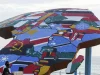 Patung Benua Afrika berhias bendera negara-negara Afrika di Place du Souvenir Africain, Dakar