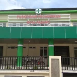 Gedung Puskesmas Pegambiran Kota Padang berdinding hijau dengan pagar besi di depannya