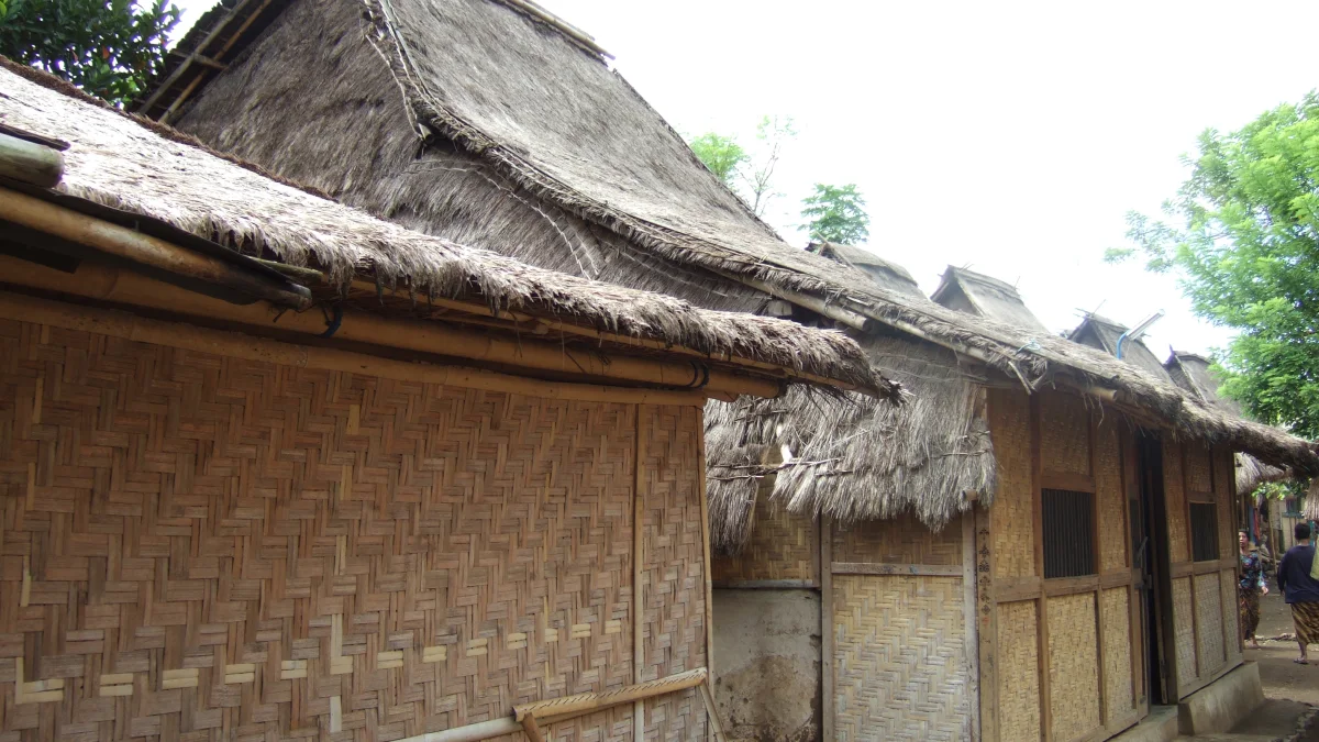 Deretan rumah adat Sasak beratap alang-alang di Desa Sade, Lombok Tengah, Nusa Tenggara Barat