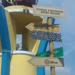Foto arsip papan penunjuk arah Stadion Kanjuruhan di Kabupaten Malang