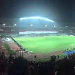 Foto arsip suasana malam pertandingan di Stadion Pakansari Kabupaten Bogor
