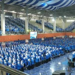 Ribuan mahasiswa baru Unismuh Makassar mengikuti pengukuhan di Balai Sidang Muktamar