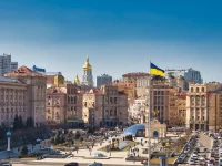 Suasana Alun-alun Kemerdekaan di Kyiv, Ukraina
