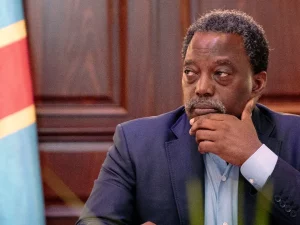 Mantan Presiden RD Kongo Joseph Kabila dalam jumpa pers peluncuran koalisi FRN