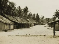 Ilustrasi foto arsip deretan rumah beratap daun di kampung Marind-Anim, pantai dekat Merauke
