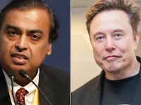Mukesh Ambani (kiri) dan Elon Musk dalam foto gabungan