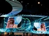 Layar panggung konferensi FII di Riyadh menampilkan Menlu Saudi Pangeran Faisal bin Farhan