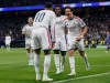 Pemain Real Madrid merayakan gol ke gawang Leipzig di Santiago Bernabeu