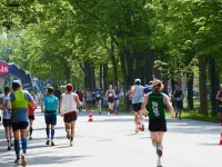 Ilustrasi rombongan pelari difoto dari belakang pada Vienna City Marathon 2026 di Wina, Austria