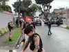 Polisi berjaga di jalan dekat lokasi penyanderaan anak taman kanak-kanak di Curitiba