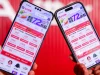 Dua ponsel menampilkan halaman promo Singles Day di aplikasi Tmall