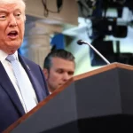 Presiden AS Donald Trump berbicara di Ruang Pers James S. Brady, Gedung Putih