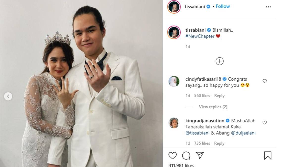 Berbaju Putih-putih, Tissa Biani dan Dul Jaelani Pamer Cincin, Tunangan? 2 Lampiran Gambar