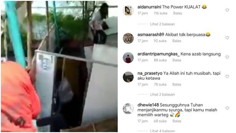 Viral, Warung Dipenuhi Orang Tak Berpuasa Tiba-tiba Ambruk, Kecebur ke Got, Netizen: Kena Azab 2 Lampiran Gambar