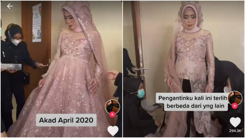 Berita viral dan trending: Seorang pengantin wanita rayakan hari pernikahannya dalam keadaan sedang hamil 8 bulan.