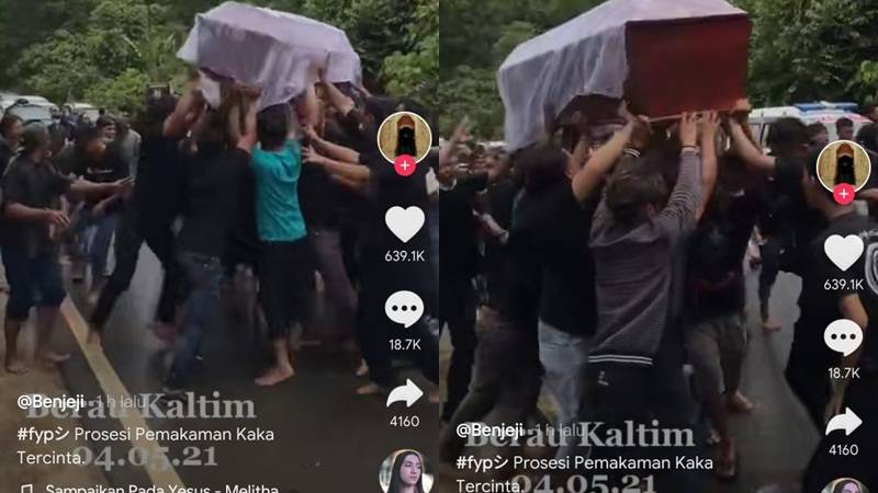 Cekricek.id - Segerombolan pria mengangkat dan juga mengambung peti jenazah lalu mengoyak-oyak jenazah tersebut viral di media sosial.