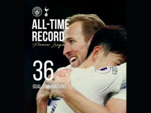 Duet pemain Tottenham Hotspur Harry Kane dan Son Heung-min cetak sejarah. Keduanya menjadi duo tersubur di sepanjang sejarah Liga Primer Inggris. [Instagram]