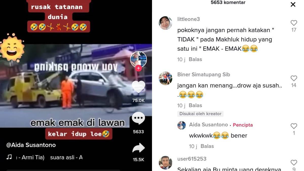 Emak-emak Dilawan, Wanita Ini Derek Mobil Derek 2 Lampiran Gambar