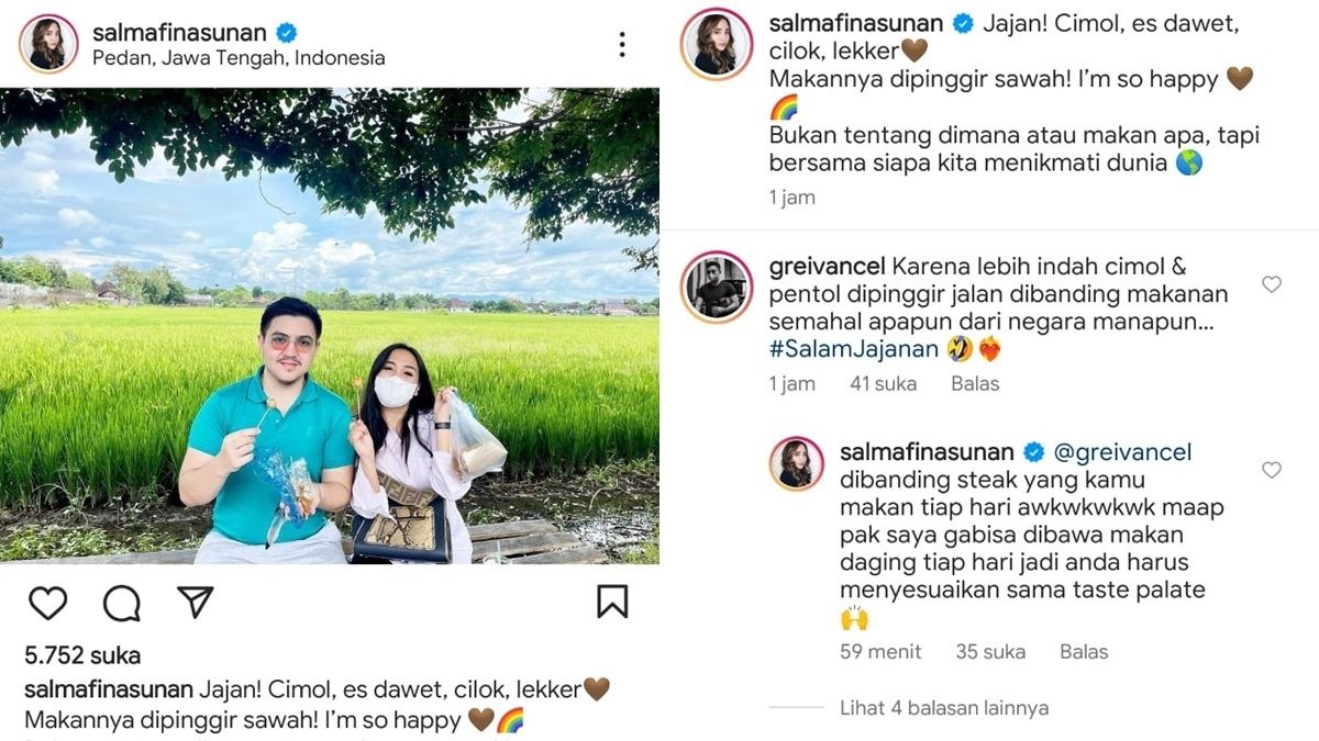 Salmafina Sunan Jajan di Pinggir Jalan dan Makan di Tepi Sawah Bareng Pria Tampan 2 Lampiran Gambar