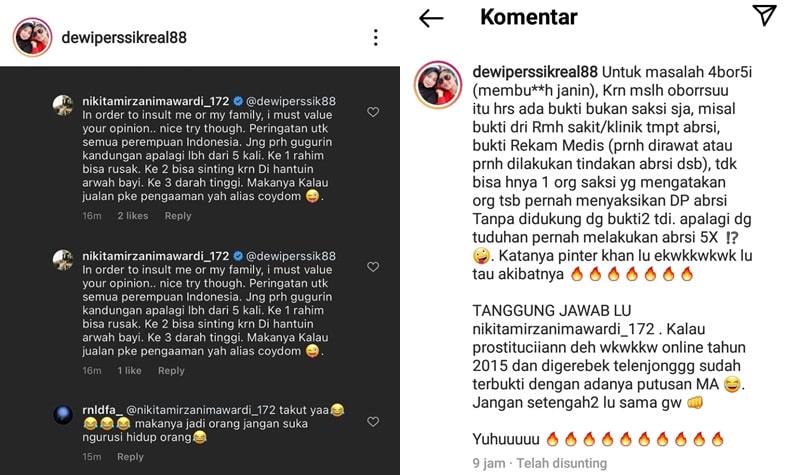 Nikita Mirzani Tuding Dewi Perssik Lakukan Aborsi Hingga Lima Kali, Ini Sanggahan DP 2 Lampiran Gambar