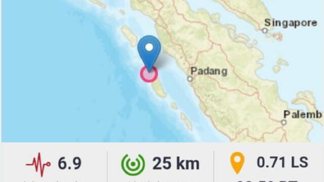Berita Terbaru: Gempa tektonik dengan kekutan (magnitudo) 6,9 mengguncang wilayah Pantai Selatan Nias Selatan, Sumatera Utara