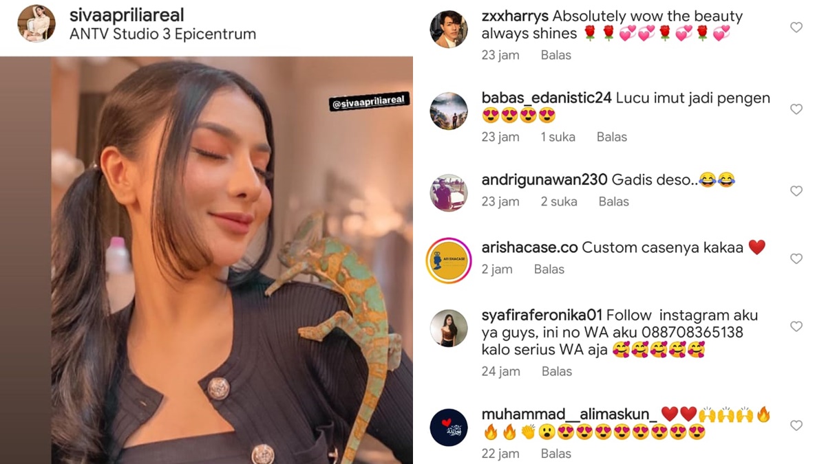 Lagi-lagi, Netizen Dibuat Salah Fokus dengan Foto Siva Aprilia Saat Menggendong Bunglon 2 Lampiran Gambar