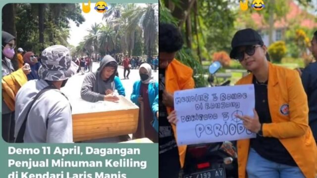 Berita terbaru: Dagangan para penjual es keliling di Kendati, Sulawesi laris manis saat bulan puasa, yang dibeli oleh mahasiswa demo.