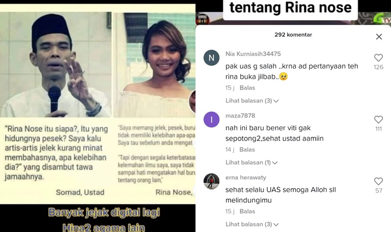 Viral Video UAS Sebut Rina Nose Jelek dan Tidak Punya Kelebihan 2 Lampiran Gambar