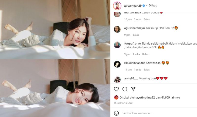 Rebahan di Kasur, Cantiknya Sarwendah Mirip Han Soo He 2 Lampiran Gambar