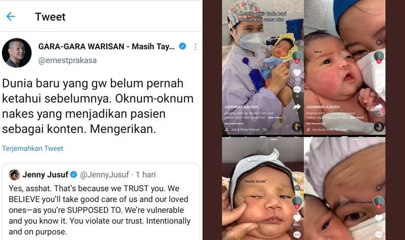 Oknum Nakes Jadikan Pasien Sebagai Konten, Ernest Prakasa: Mengerikan 2 Lampiran Gambar