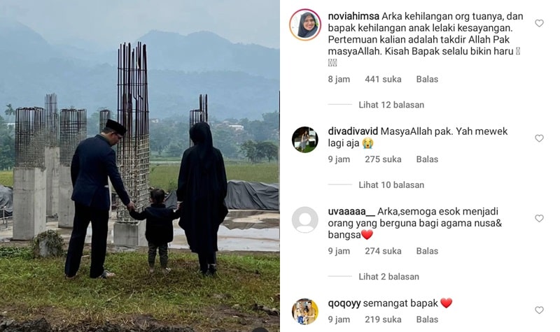 Bergandengan Tangan Depan Lokasi Pembangunan Masjid Al Mumtadz, Ridwan Kamil Tulis Pesan Haru untuk Arka 2 Lampiran Gambar