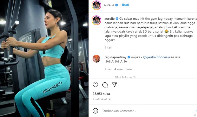 Lama Tak Olahraga, Aurelie Moeremans Merasa Seperti Habis Sunat 2 Lampiran Gambar